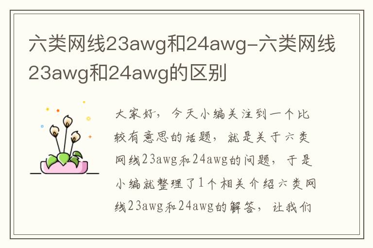 六类网线23awg和24awg-六类网线23awg和24awg的区别