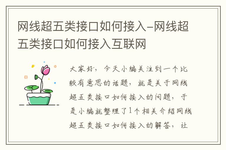 网线超五类接口如何接入-网线超五类接口如何接入互联网