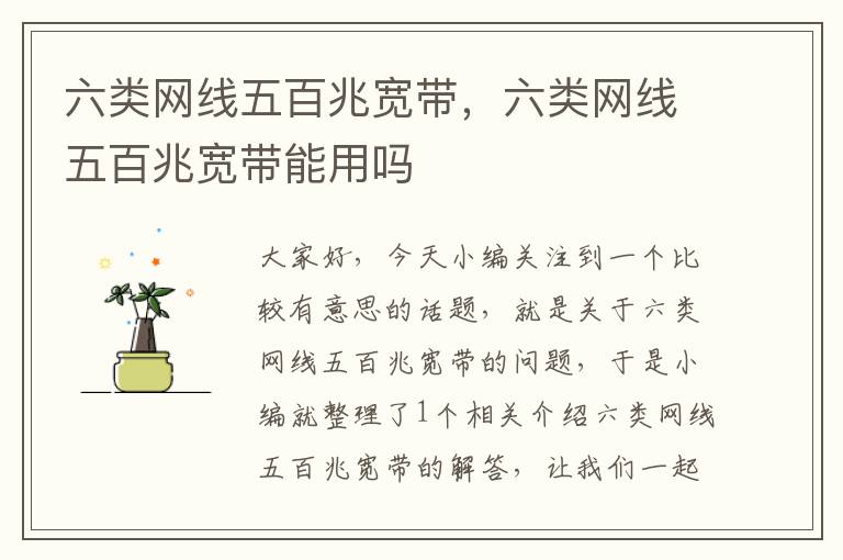 六类网线五百兆宽带,六类网线五百兆宽带能用吗
