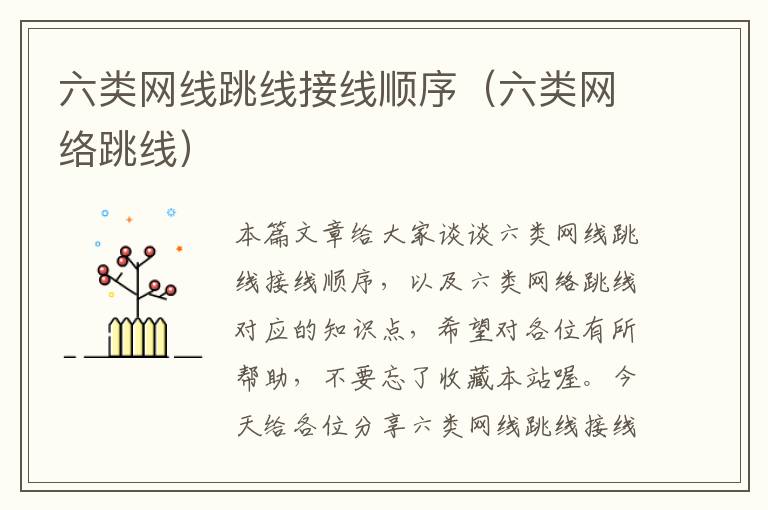 六类网线跳线接线顺序(六类网络跳线)