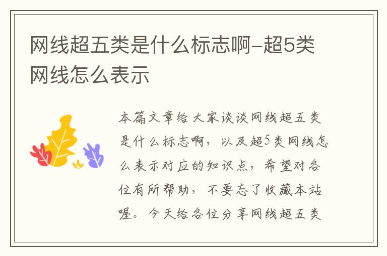 网线超五类是什么标志啊-超5类网线怎么表示