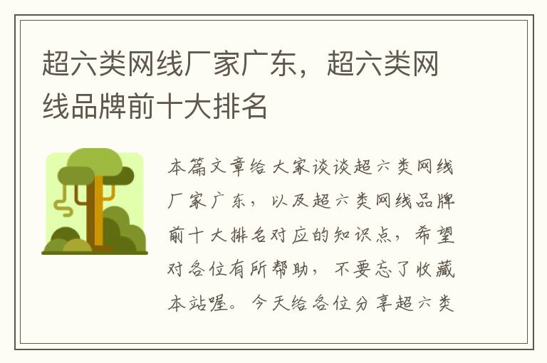 超六类网线厂家广东,超六类网线品牌前十大排名