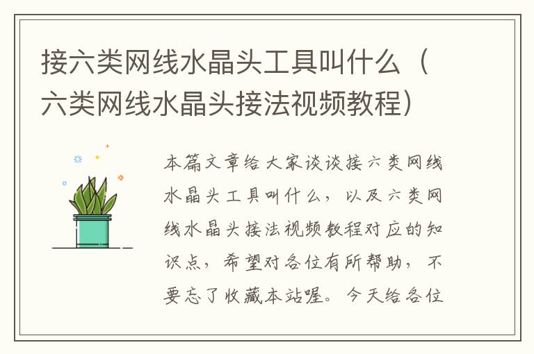 接六类网线水晶头工具叫什么(六类网线水晶头接法视频教程)