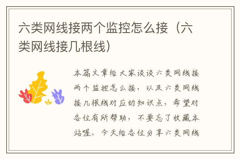 六类网线接两个监控怎么接(六类网线接几根线)