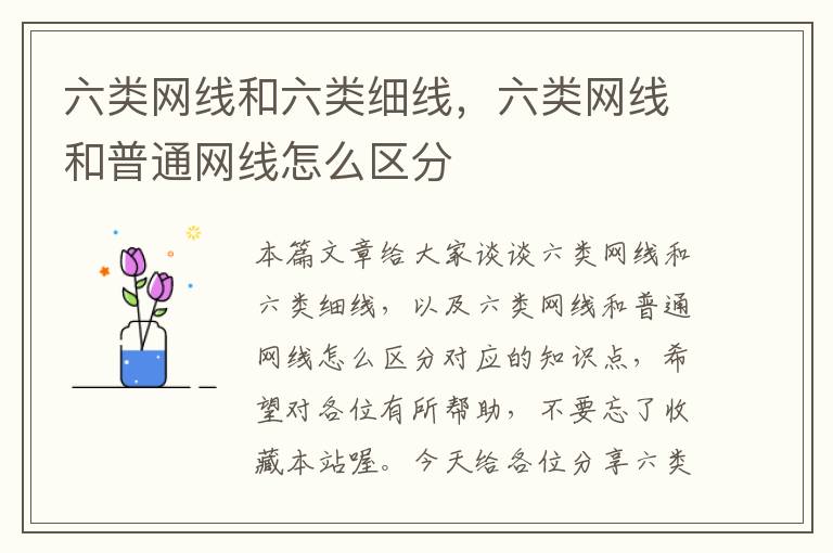 六类网线和六类细线,六类网线和普通网线怎么区分