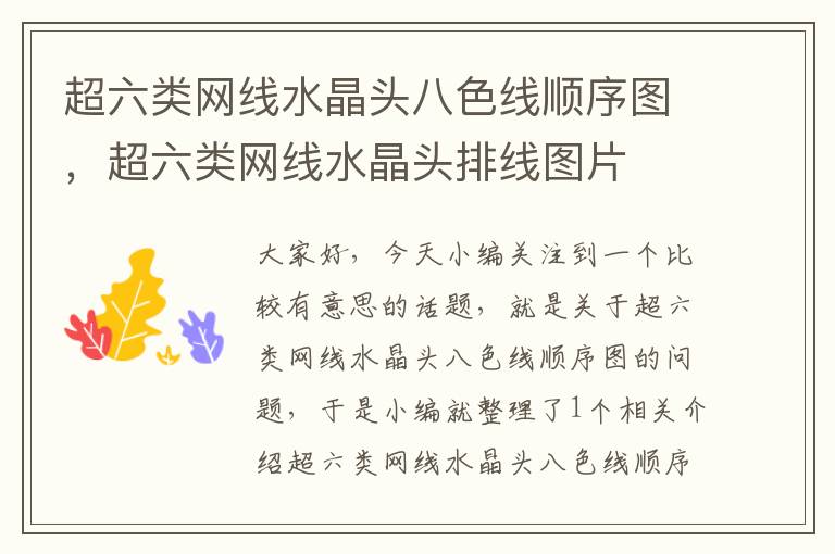 超六类网线水晶头八色线顺序图,超六类网线水晶头排线图片