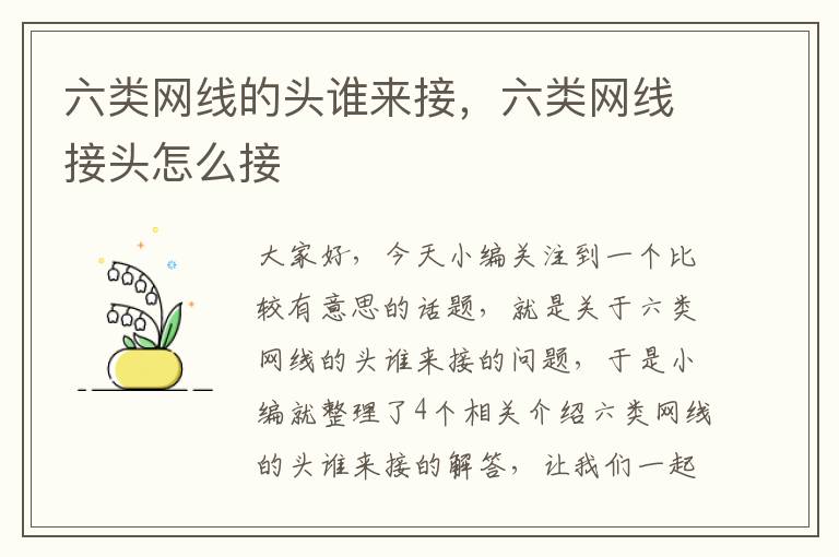 六类网线的头谁来接,六类网线接头怎么接