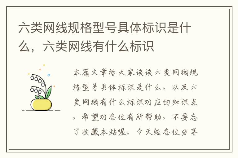 六类网线规格型号具体标识是什么,六类网线有什么标识