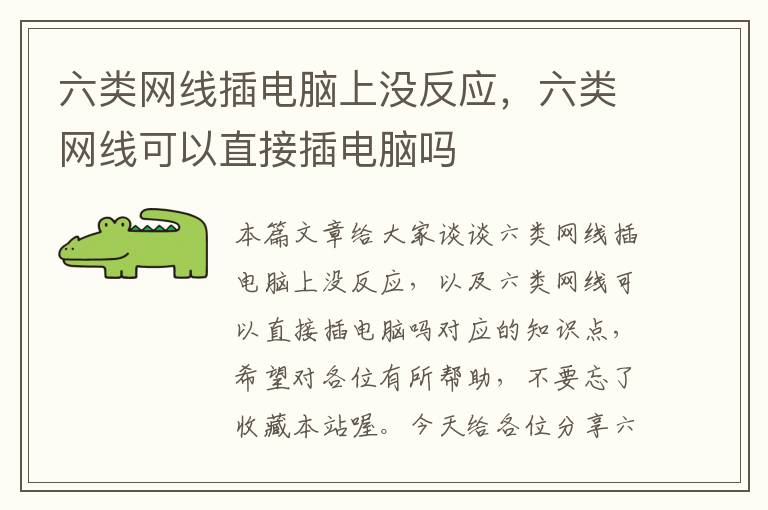 六类网线插电脑上没反应,六类网线可以直接插电脑吗