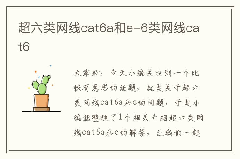 超六类网线cat6a和e-6类网线cat6