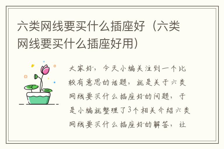 六类网线要买什么插座好(六类网线要买什么插座好用)