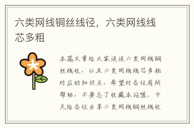 六类网线铜丝线径,六类网线线芯多粗