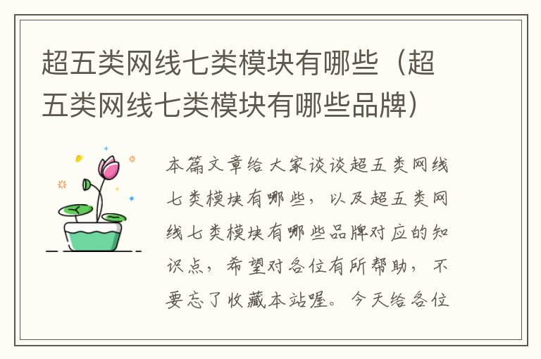 超五类网线七类模块有哪些(超五类网线七类模块有哪些品牌)