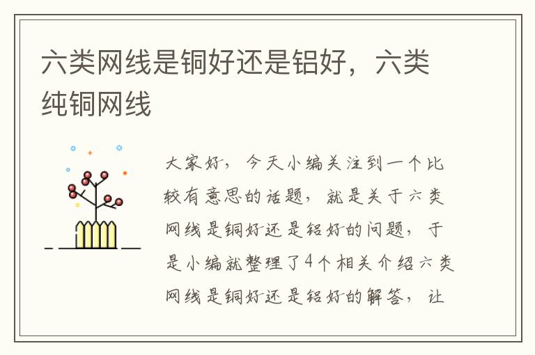六类网线是铜好还是铝好,六类纯铜网线