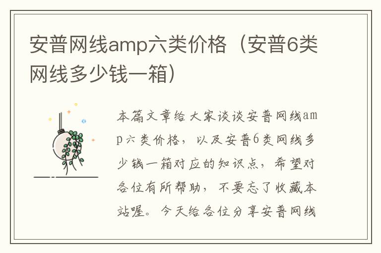 安普网线amp六类价格(安普6类网线多少钱一箱)