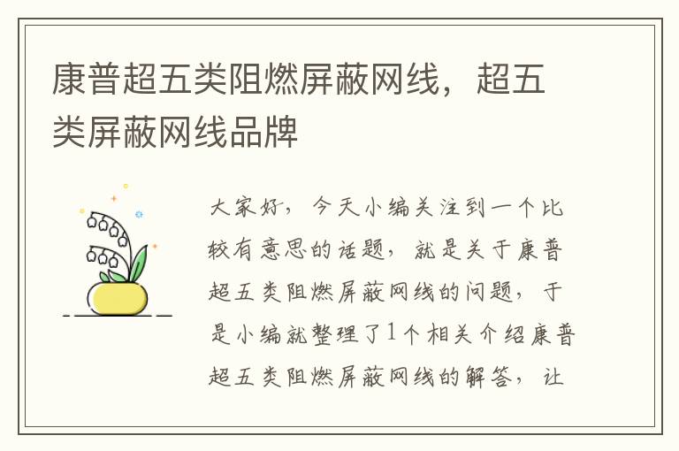 康普超五类阻燃屏蔽网线,超五类屏蔽网线品牌