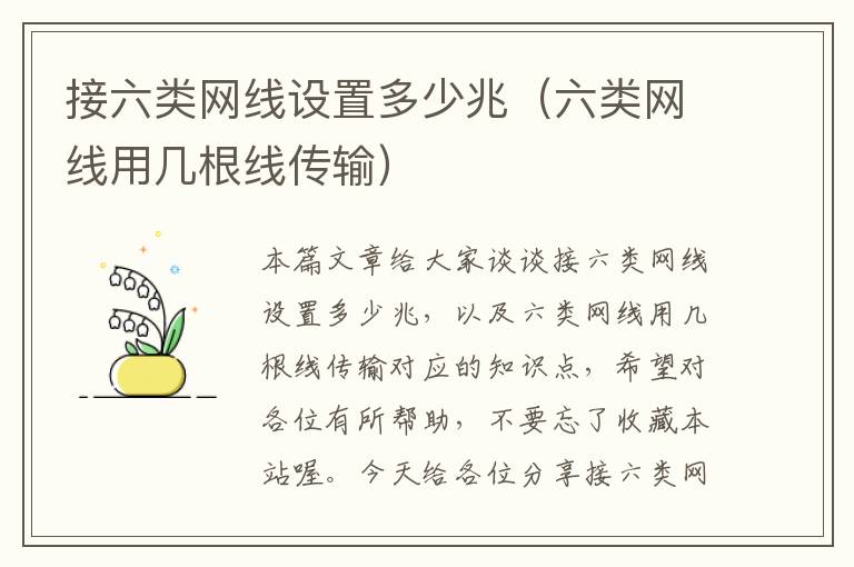接六类网线设置多少兆(六类网线用几根线传输)