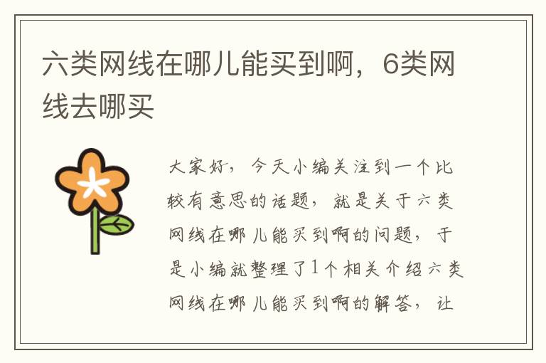 六类网线在哪儿能买到啊,6类网线去哪买