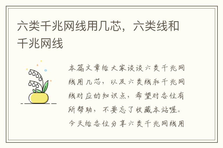 六类千兆网线用几芯,六类线和千兆网线