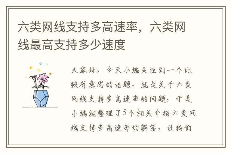 六类网线支持多高速率,六类网线最高支持多少速度