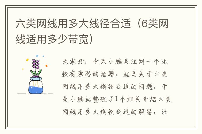 六类网线用多大线径合适(6类网线适用多少带宽)