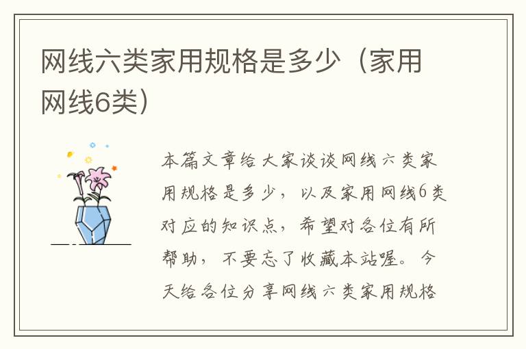 网线六类家用规格是多少(家用网线6类)