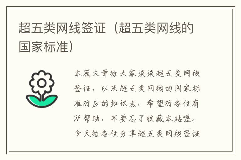 超五类网线签证(超五类网线的国家标准)
