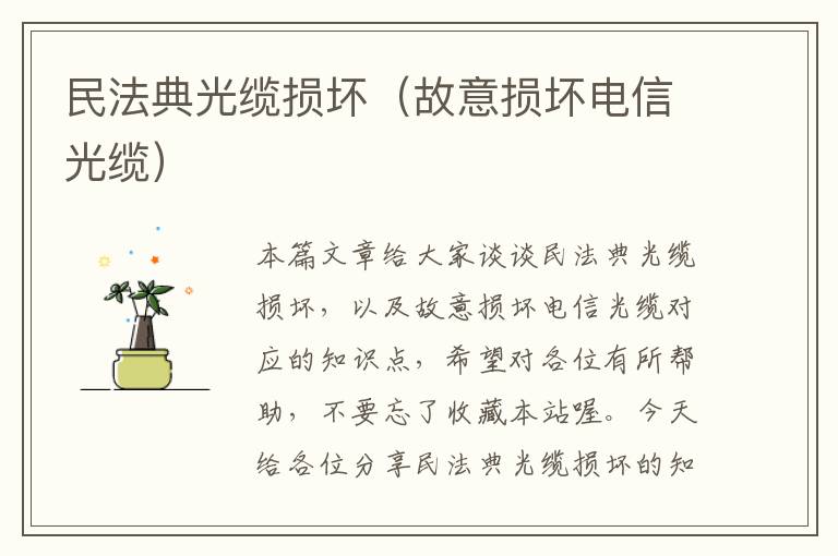 民法典光缆损坏(故意损坏电信光缆)