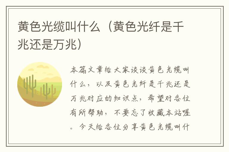 黄色光缆叫什么(黄色光纤是千兆还是万兆)