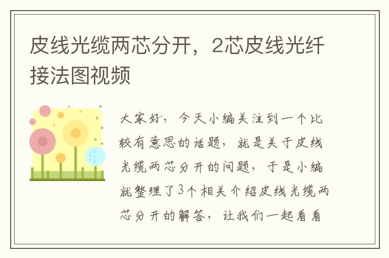 皮线光缆两芯分开,2芯皮线光纤接法图视频