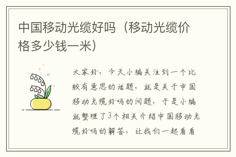 中国移动光缆好吗(移动光缆价格多少钱一米)
