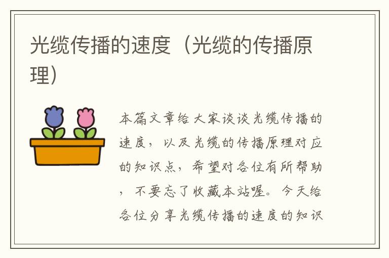 光缆传播的速度(光缆的传播原理)