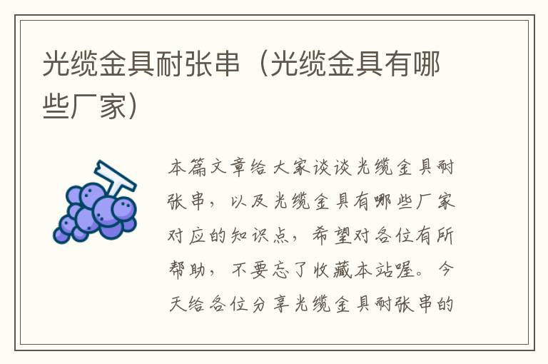 光缆金具耐张串（光缆金具有哪些厂家）
