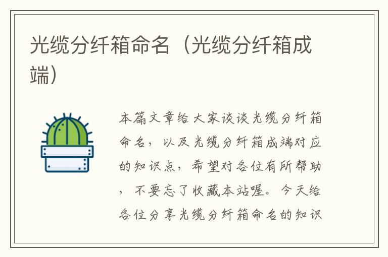 光缆分纤箱命名(光缆分纤箱成端)