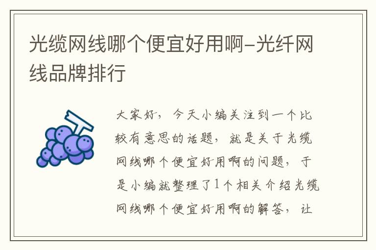 光缆网线哪个便宜好用啊-光纤网线品牌排行
