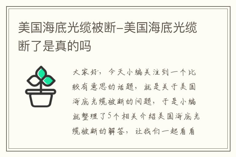美国海底光缆被断-美国海底光缆断了是真的吗