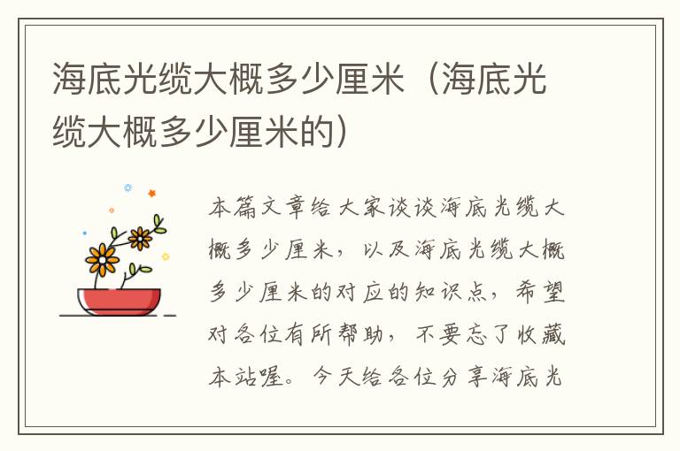 海底光缆大概多少厘米(海底光缆大概多少厘米的)