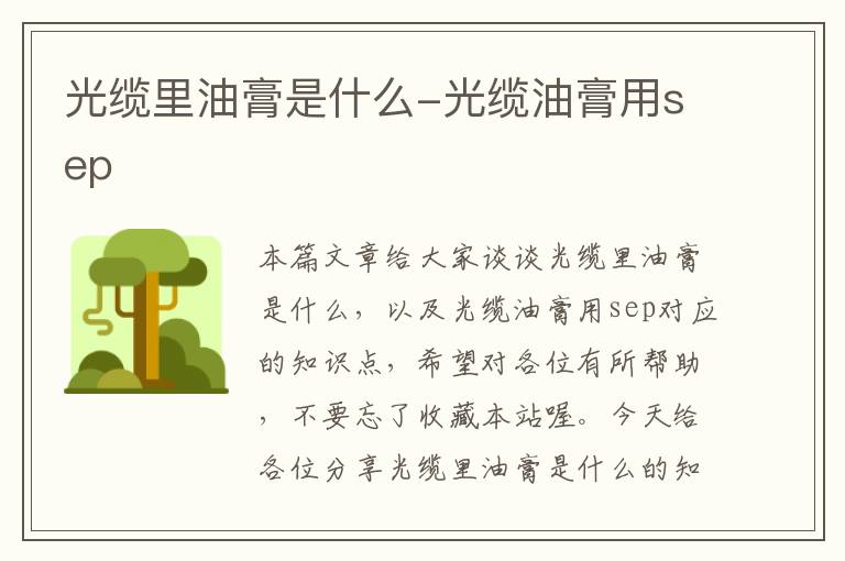 光缆里油膏是什么-光缆油膏用sep