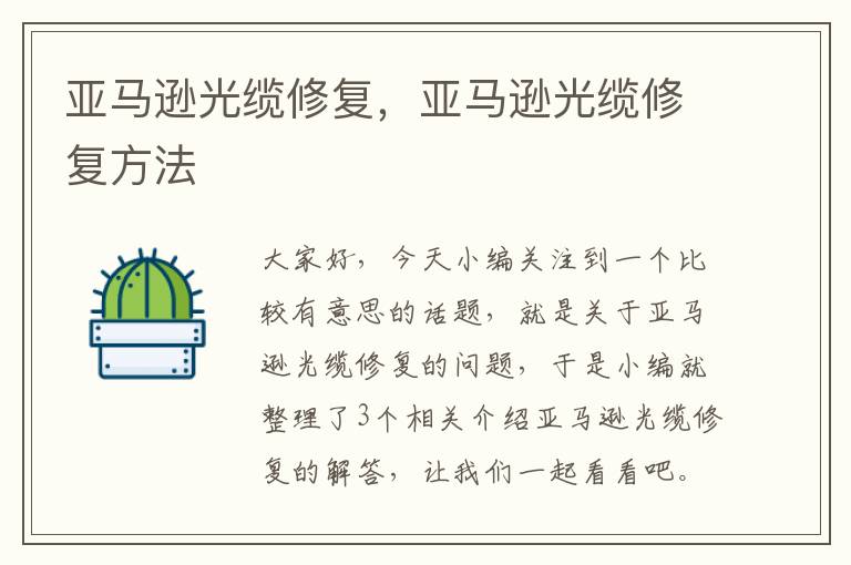亚马逊光缆修复,亚马逊光缆修复方法