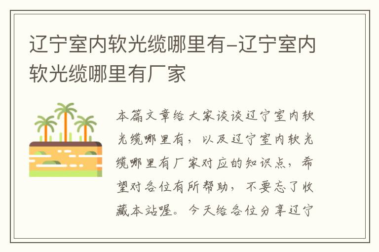 辽宁室内软光缆哪里有-辽宁室内软光缆哪里有厂家