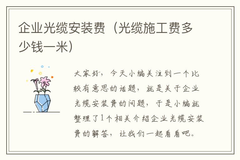 企业光缆安装费(光缆施工费多少钱一米)