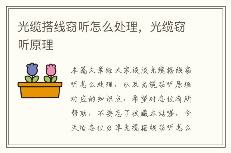 光缆搭线窃听怎么处理,光缆窃听原理