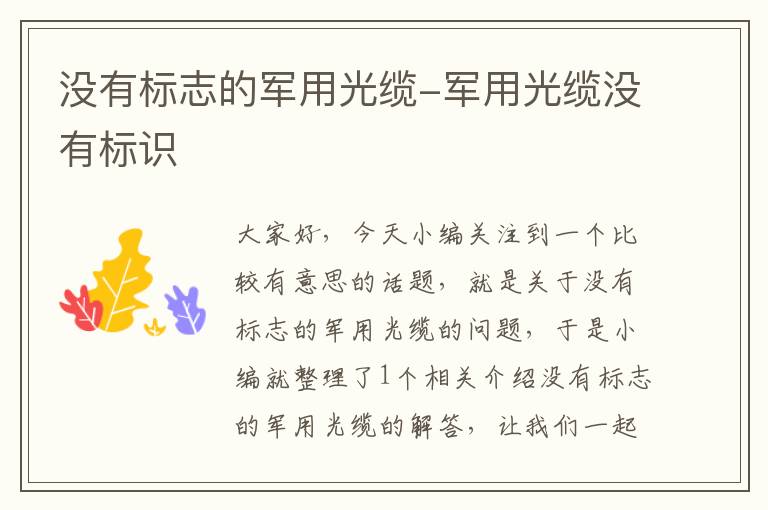 没有标志的军用光缆-军用光缆没有标识