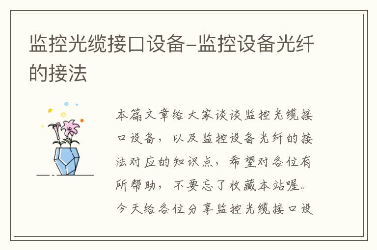 监控光缆接口设备-监控设备光纤的接法