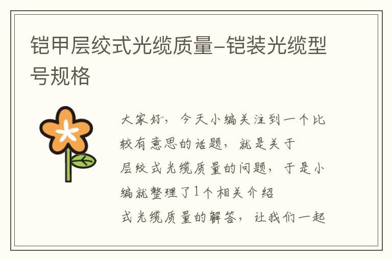 铠甲层绞式光缆质量-铠装光缆型号规格