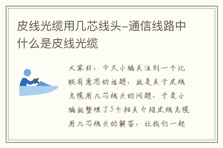 皮线光缆用几芯线头-通信线路中什么是皮线光缆