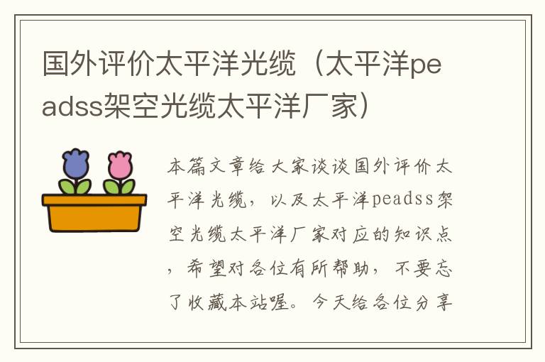 国外评价太平洋光缆(太平洋peadss架空光缆太平洋厂家)
