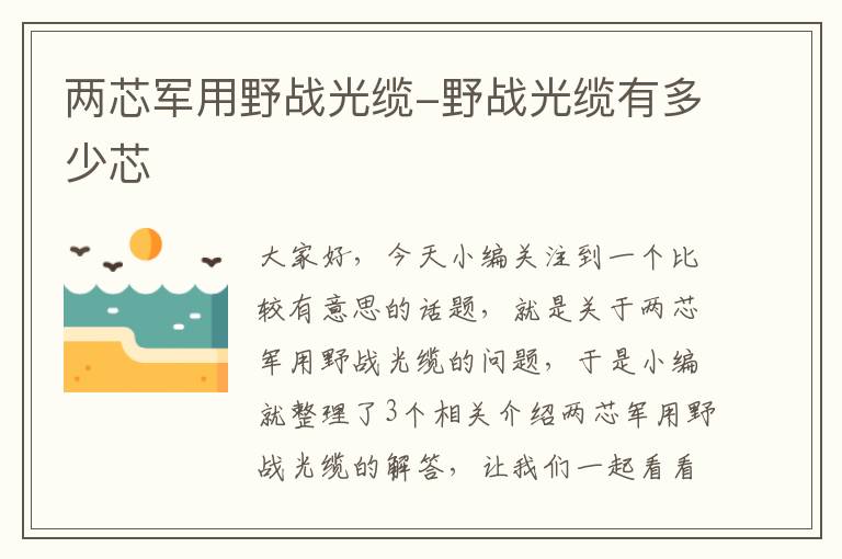 两芯军用野战光缆-野战光缆有多少芯