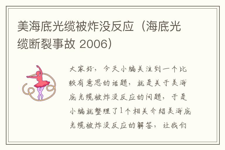 美海底光缆被炸没反应(海底光缆断裂事故 2006)
