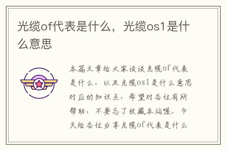 光缆of代表是什么,光缆os1是什么意思
